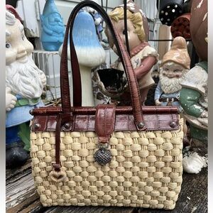 Brighton Woven Ruth Purse Bag Straw Wicker Natural Leather Trim Dr. Doctor Tote
